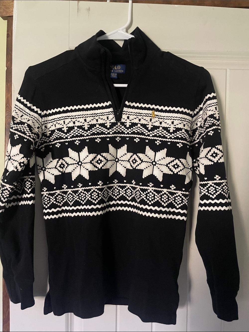 Polo by Ralph Lauren Black & White Fair Isle Half-Zip Sweater